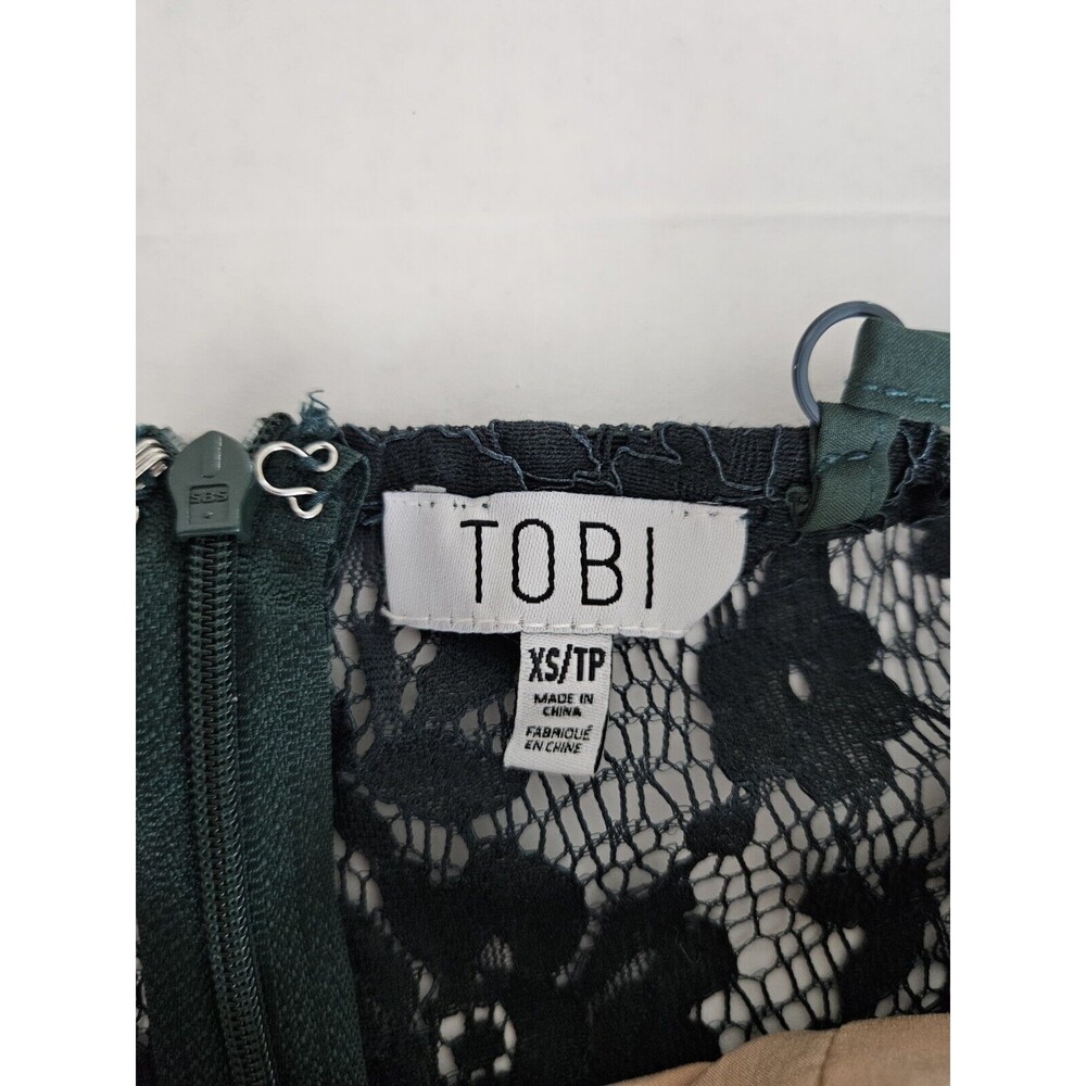 Tobi Emerald Green Lace Mini Dress Adjustable Straps Lined Size XS - Picture 7 of 10